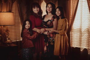 Warm generational portrait in Las Vegas of Grandmother, Mother and two Daughters