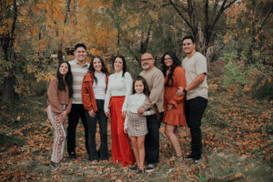 Large family portrait in nature in Las Vegas with photographer Adam Trujillo.
