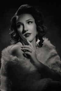 Old Hollywood black and white photography portrait in Las Vegas