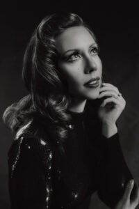 Old Hollywood fashion black and white portrait in Las Vegas