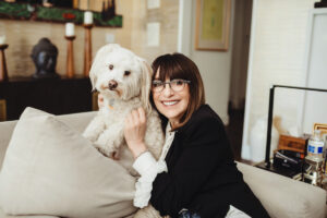 At home portrait with cute cuddly family pet in Las Vegas