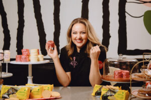 Fun pastry chef branding portraits in Las Vegas bakery